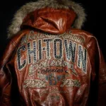 Pelle Pelle ChiTown Fur Hooded Brown Leather Jacket