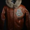 Pelle Pelle ChiTown Fur Hooded Brown Leather Jacket