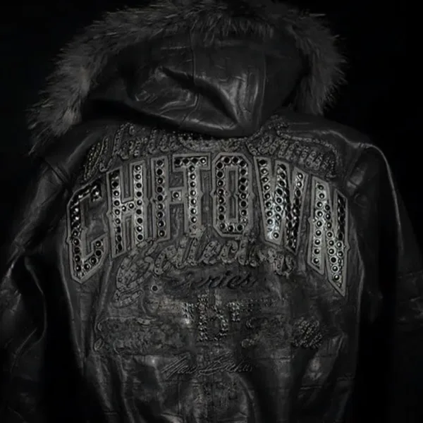 Pelle Pelle ChiTown Fur Hooded Black Leather Jacket