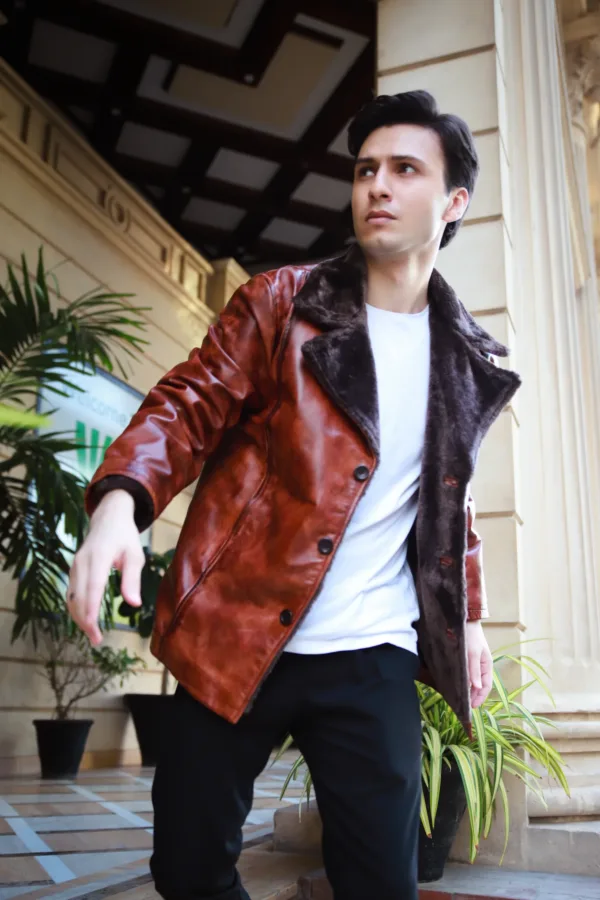 Rust Valor – Vintage Brown Fur-Lined Leather Jacket