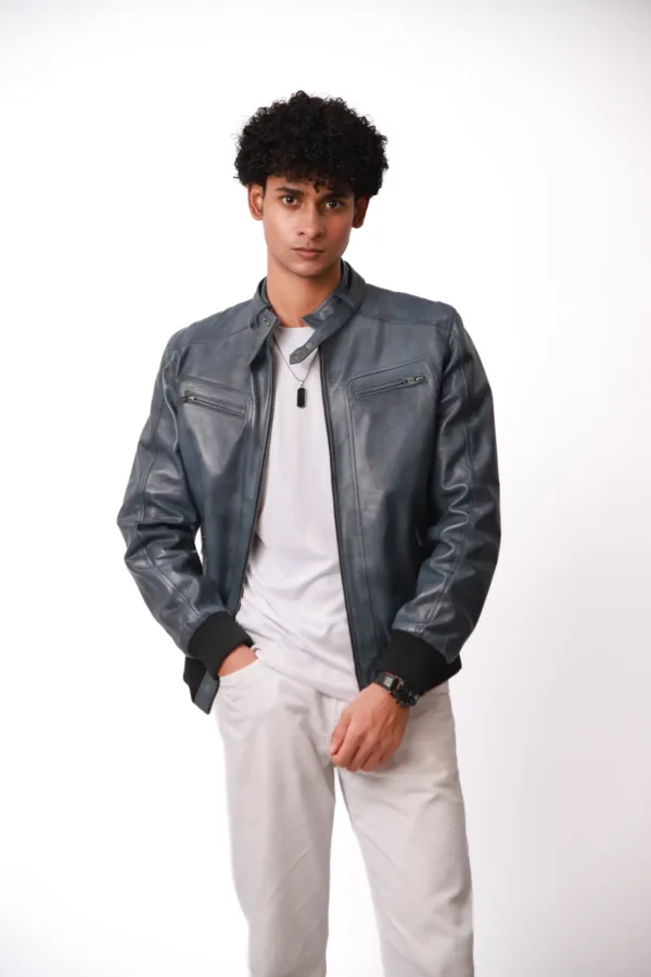 Steel Maverick – Classic Blue Leather Jacket