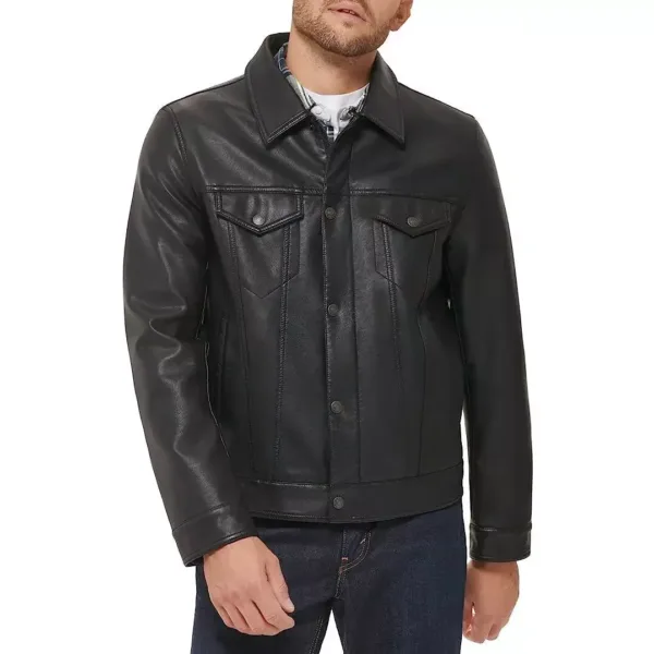 Mens-Classic-Leather-Trucker-Jacket