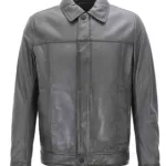 Mens-Trucker-Slim-Fit-Grey-Leather-Jacket
