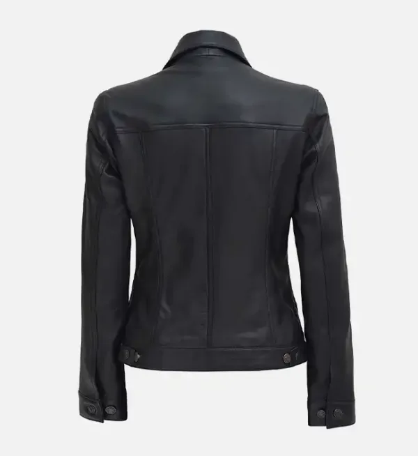 Womens-casual-black-leather-jacket