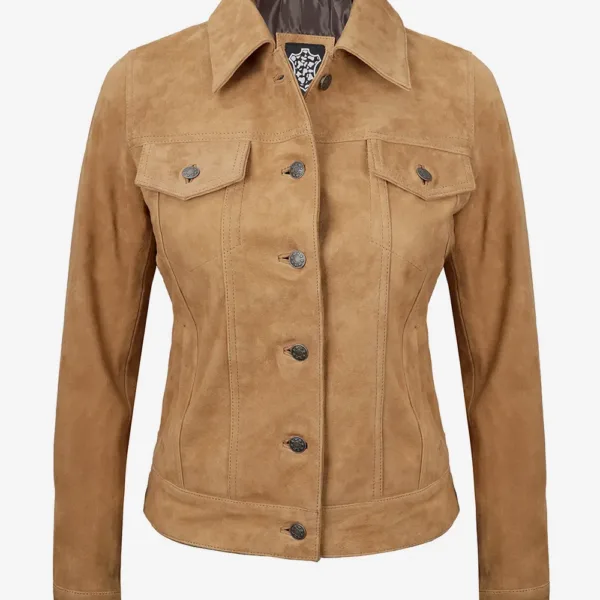 Womens-light-brown-suede-trucker-jacket