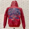Authentic Pelle Pelle ChiTown Fur Hooded Red Leather Jacket